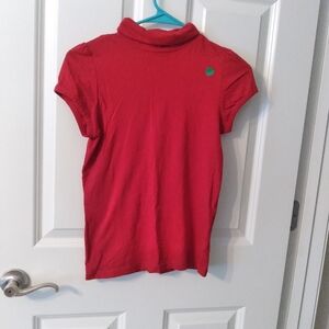 #159 Mossimo Supply Co. SzL Girls Red Turtleneck Shirt Short Sleeve Puffer Top